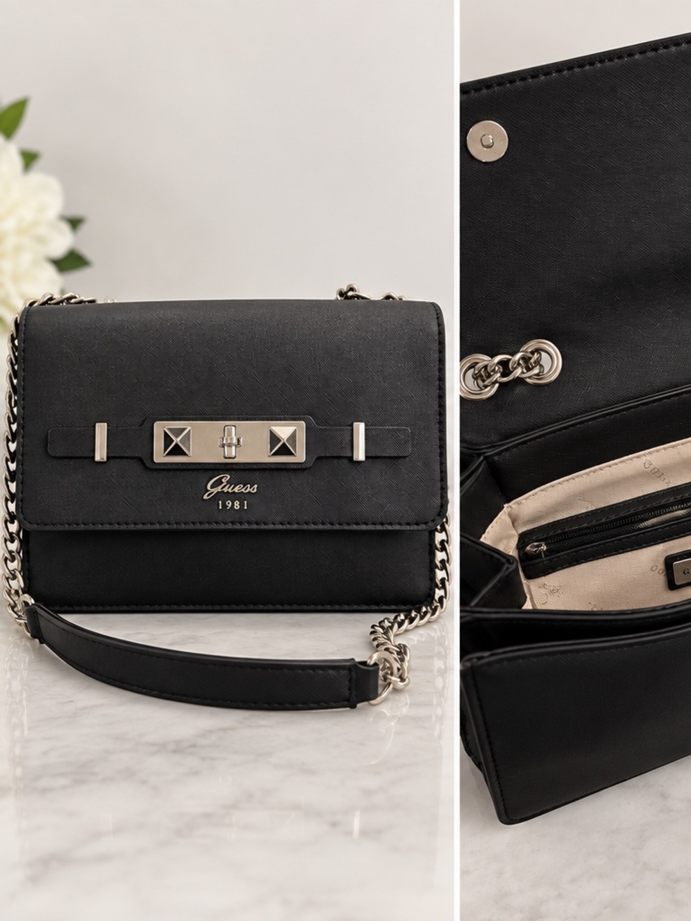 GUESS Black Chain Crossbody Bag – Like New 🖤